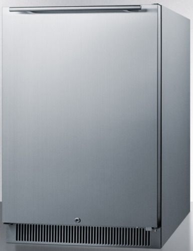 Summit FF68CSS Built-in Undercounter All-refrigerator with White Interior, Stainless Steel, 5.5 cu.ft. Capacity, Reversible door, RHD Right Hand Door Swing, Frost-free operation, Factory installed lock, Adjustable glass shelves, Gallon storage, Door storage, LED lighting, Digital thermostat, Professional handle, Fan-forced cooling, Sealed back (FF-68CSS FF 68CSS FF68 CSS)