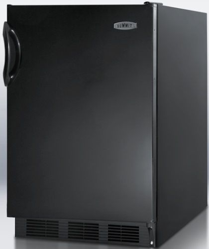 Summit FF6BBI7 Commercially Approved Built-in Undercounter All-refrigerator with Automatic Defrost, Black Finish, 5.5 cu.ft. capacity, Reversible door, RHD Right Hand Door Swing, Our unique 24