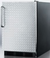 Summit FF6BBI7DPL Commercially Approved Built-in Undercounter All-refrigerator with Diamond Plate Wrapped Door, Black Cabinet, 5.5 cu.ft. capacity, RHD Right Hand Door Swing, Our unique 24" wide models offer full capacity in a slim fit, Automatic Defrost, Professional towel bar handle, Hidden evaporator, One piece interior liner (FF-6BBI7DPL FF 6BBI7DPL FF6BBI7 FF6BBI FF6B FF6) 