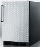 Summit FF6BBI7DPLADA ADA Compliant Commercially Approved Built-in Undercounter All-refrigerator with Diamond Plate Wrapped Door, Black Cabinet, 5.5 cu.ft. capacity, RHD Right Hand Door Swing, Our unique 24" wide models offer full capacity in a slim fit, Automatic Defrost, Professional towel bar handle, Hidden evaporator (FF-6BBI7DPLADA FF 6BBI7DPLADA FF6BBI7DPL FF6BBI7 FF6BBI FF6B FF6) 