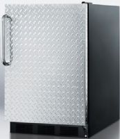 Summit FF6BBIDPLADA ADA Compliant Built-in Undercounter All-refrigerator with Diamond Plate Wrapped Door and Towel Bar Handle, Black Cabinet, Less than 24 inches wide with a full 5.5 c.f. capacity, RHD Right Hand Door Swing, Automatic defrost, Hidden evaporators, One piece interior liner, Adjustable glass shelves (FF-6BBIDPLADA FF 6BBIDPLADA FF6BBIDPL FF6BBI FF6B FF6) 
