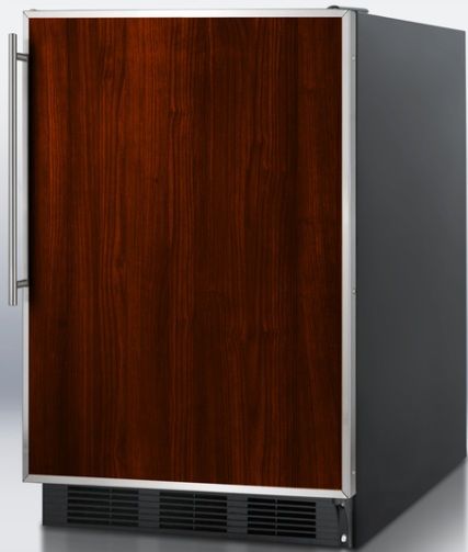 Summit FF6BBIFR Built-in Undercounter All-refrigerator with Stainless Steel Door Frame for Custom Panels, Black Cabinet, 5.5 cu.ft. capacity, Less than 24 inches wide to fit tight spaces, Hidden evaporator, One piece interior liner, Adjustable glass shelves, Fruit and vegetable crisper, Door storage, Adjustable thermostat (FF-6BBIFR FF 6BBIFR FF6BBI FF6B FF6 BBIFR)