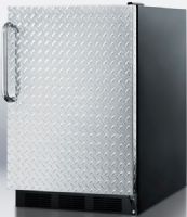 Summit FF6BDPL Freestanding Refrigerator with Auto Defrost, Diamond Plate Wrapped Door and Towel Bar Handle, Black Cabinet, 5.5 cu.ft. capacity, Less than 24 inches wide to fit tight spaces, Adjustable glass shelves, Hidden evaporator, One piece interior liner, Door storage, Fruit and vegetable crisper, Interior light, Adjustable thermostat (FF-6BDPL FF 6BDPL FF6B FF6 BDPL) 