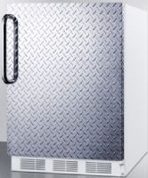 Summit FF6DPLADA ADA Compliant Freestanding All-refrigerator for General Purpose Use with Auto Defrost, Diamond Plate Door and Professional Towel Bar Handle, White Cabinet, 5.5 cu.ft. capacity, RHD Right Hand Door Swing, Hidden evaporator, One piece interior liner, Adjustable shelves, Fruit and vegetable crisper, Door storage (FF-6DPLADA FF 6DPLADA FF6DPL FF6) 