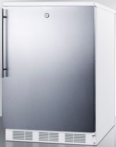 Summit FF6LBI7SSHVADA ADA Compliant Commercially Approved Built-in Undercounter All-refrigerator with Factory Installed Lock, Stainless Steel Door and Professional Thin Handle, White Cabinet, 5.5 cu.ft. capacity, RHD Right Hand Door Swing, Automatic defrost, Hidden evaporator, One piece interior liner, Adjustable shelves (FF-6LBI7SSHVADA FF 6LBI7SSHVADA FF6LBI7SSHV FF6LBI7SS FF6LBI7 FF6LBI FF6L FF6)