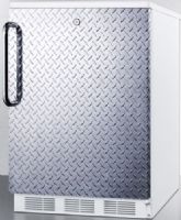 Summit FF6LDPLADA ADA Compliant Freestanding Counter Height All-refrigerator for General Purpose Use with Automatic Defrost, Factory Installed Lock, Diamond Plate Wrapped Door and Professional Towel Bar Handle, White Cabinet, 5.5 cu.ft. capacity, RHD Right Hand Door Swing, Hidden evaporators, One piece interior liner, Adjustable shelves (FF-6LDPLADA FF 6LDPLADA FF6LDPL FF6L FF6) 