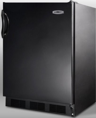 Summit FF7BADA Commercially Approved Freestanding All-refrigerator with Automatic Defrost and 32 inch Height for ADA Counters, Black Cabinet, Less than 24 inches wide with a full 5.5 c.f. capacity, Hidden evaporator, One piece interior liner, Adjustable glass shelves, Interior light on rocker switch, Adjustable thermostat (FF7B-ADA FF7B ADA FF7-BADA FF7 BADA)