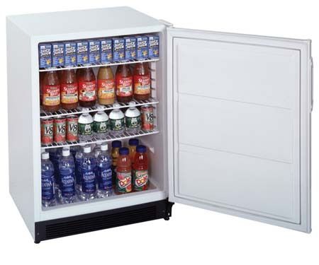 Summit FF-7L Commercial Under-Counter All-Refrigerators in White with front lock, 5.5 cu. ft., Fully automatic defrost, Interior light, Large adjustable shelves, Extra shelves available, No internal fans, 115 Volts, 60 hertz (FF7L FF7 FF)