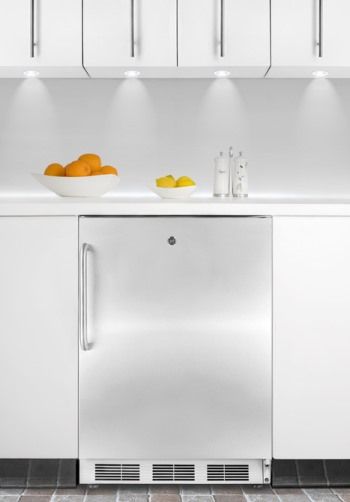 Summit FF7LBISSTBADA ADA Compliant Commercially Approved Built-in Undercounter All-refrigerator with Stainless Steel Door, Factory Installed Lock and Professional Towel Bar Handle, White Cabinet, Less than 24 inches wide with a full 5.5 c.f. capacity, RHD Right Hand Door Swing, Automatic defrost, Adjustable glass shelves (FF-7LBISSTBADA FF 7LBISSTBADA FF7LBISSTB FF7LBISS FF7LBI FF7L FF7)