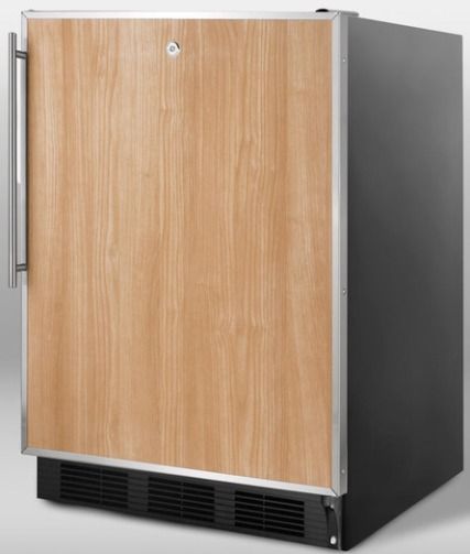 Summit FF7LBLFR Commercially Approved Freestanding All-refrigerator with Stainless Steel Door Frame to Accept Custom Panels, Black, 33-1/2 Inches Heigh, Ideal 24