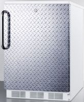 Summit FF7LDPLADA ADA Compliant Commercially Listed Freestanding All-refrigerator for General Purpose Use with Auto Defrost, Factory Installed Lock, Diamond plate Wrapped Door and Professional Towel Bar Handle, White Cabinet, 5.5 cu.ft. Capacity, Adjustable shelves, Hidden evaporator, One piece interior liner, Adjustable thermostat (FF-7LDPL FF 7LDPL FF7L FF7) 