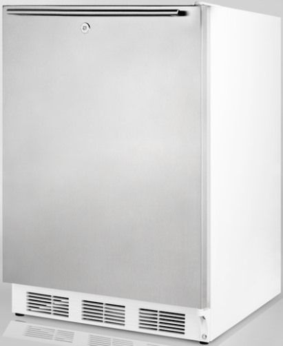 Summit FF7LSSHHADA ADA Compliant Commercially Approved All-refrigerator for Freestanding Use with Stainless Steel Door and Professional Horizontal Handle, White Cabinet, Less than 24 inches wide with a full 5.5 c.f. capacity, Reversible door, RHD Right Hand Door Swing, Factory installed lock, Automatic defrost (FF-7LSSHHADA FF 7LSSHHADA FF7LSSHH FF7LSS FF7L FF7)