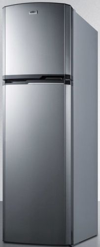 Summit FF948SSIM Frost-free Refrigerator-freezer with Platinum Cabinet, Stainless Steel Doors and Factory Installed Icemaker, 8.8 cu.ft. Capacity, Reversible doors, RHD Right Hand Door Swing, Adjustable glass shelves, Full freezer shelf, Door storage, Refrigerator door includes four racks ideal for storing condiments and tall bottles (FF-948SSIM FF 948SSIM FF948SS FF948S FF948) 