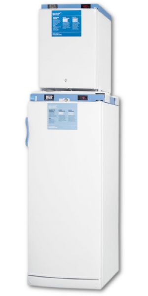 Summit FFAR10-FS30LSTACKMED2 Medical Refrigerator Freezer; Allows you to create a full refrigerator-freezer with independent controls in a slim-fitting footprint; 10.1 cu.ft. auto defrost all-refrigerator with digital controls, internal fan, flat door liner, and adjustable shelving