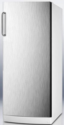 Summit FFAR10SSTBLOCKER All-refrigerator with Nine Interior Locking Compartments and Stainless Steel Door, White Cabinet, 10.1 cu.ft. Capacity, Just 24