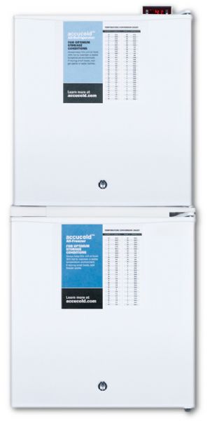 Summit FFAR24L-FS24LSTACKPRO FFAR24LPRO Auto Defrost All-Refrigerator With Digital Controls Stacked With Compact Manual Defrost FS24LPRO All-Freezer, Both With Factory-Installed Probe Holes; Reversible doors, both units feature user-reversible door swings; (SUMMITFFAR24LFS24LSTACKPRO SUMMIT FFAR24LFS24LSTACKPRO FFAR24L FS24LSTACKPRO FFAR24L-FS24LSTACKPRO)