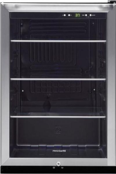 Frigidaire FFBC46F5LS Beverage Center, 4.6 cu ft - 138 12 oz cans Capacity, Freestanding Installation Type, Stainless Steel Color, Wine Storage Product Type, Electronic Controls, Fahrenheit, Celsius Display Temp Mode, Tinted Glass Door, RH Swing Door Swing Type, 3 Glass Beverage Shelf, LED Illumination System, Static Condenser, 50 F max Temperature Range, 33 F min Temperature Range, 15A Minimum Circuit Required, Stainless Steel (FFBC-46F5LS FFBC 46F5LS FFBC46F5-LS FFBC46F5 LS)