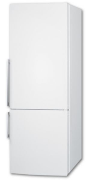 Summit FFBF281W Frost-Free ENERGY STAR Certified Bottom Freezer Refrigerator In White With Digital Controls; Adjustable door storage, store tall bottles and condiments right on the door for convenient access; Wine shelf, scalloped steel shelf is ideal for keeping bottles safely in place; Two clear crispers, get the longest life and best taste out of produce by storing it in a convenient slide drawer; UPC 761101049496 (SUMMITFFBF281W SUMMIT FFBF281W SUMMIT-FFBF281W)