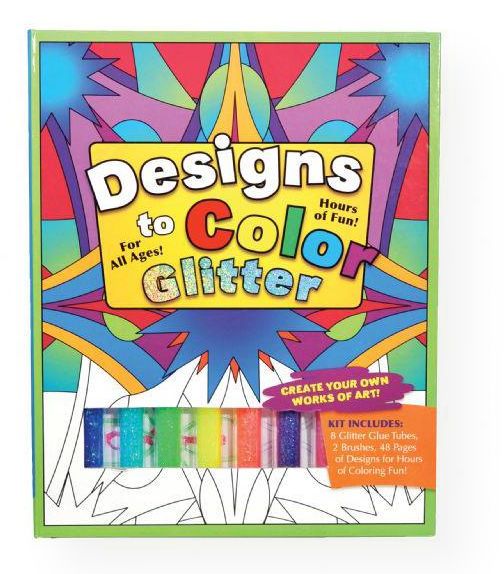 Flying Frog FFD2CO-G Designs to Color Glitter Glue Original Activity Book; Spiral-bound books are great for budding artists! Full size (9
