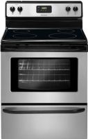 Frigidaire FFEF3012LS Freestanding Electric Range, Upswept Black Smoothtop Surface Type, 9" - 2500W Front Right Element, 8" 2,100 watts Front Left Element, 6" - 1250W Rear Right Element, 6" 1,250 watts Rear Left Element, 4.8 Cu. Ft. Capacity, 2,600 Watts Baking Element, 3,000 Watts Broil Element, Vari-Broil High/Low Broiling System, 2 Standard Rack Configuration, Manual Clean Cleaning System, Stainless Steel Color (FFEF3012LS FFEF-3012LS FFEF 3012LS FFEF3012-LS FFEF3012 LS) 