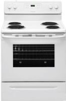 Frigidaire FFEF3016LW Freestanding Electric Range, 6" - 1500W Front Right Element, 8" 2,600 watts Front Left Element, 6" - 1500W Rear Right Element, 8" 2,600 watts Rear Left Element, 5.3 Cu. Ft. Capacity, 2,600 Watts Baking Element, Even Baking Technology Baking System, 3,000 Watts Broil Element, 12 Timed Shut-off, Membrane Interface, 30" Size, Plastic Knobs, Low and High Broil, Integrated with Bake Preheat, White Color (FFEF-3016LW FFEF 3016LW FFEF3016-LW FFEF3016 LW) 