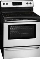 Frigidaire FFEF3019MS Freestanding Electric Range with 4 Radiant Elements, 30" Size, 12" - 2,700 Watts Right Front Element, 6" - 1,200 Watts Right Rear Element, 6" - 1,200 Watts Left Rear Element, 12 Hours Auto Oven Shutoff, Low and High Broil, 5.4 Cu. Ft. Capacity, 2 Standard Rack Configuration, Vari-Broil High/Low Broiling System, 3,500 Watts Bake Element, 3,600 Watts Broil Element, UPC 012505505928, Stainless Steel Finish (FFEF3019MS FFEF-3019MS FFEF 3019MS FFEF3019-MS FFEF3019 MS) 