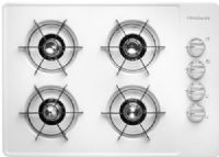 Frigidaire FFGC3005LW Drop-In 30" 4 Burner Gas Cooktop, White, Right Front 9000 BTU, Right Rear 9000 BTU, Left Front 9000 BTU, Left Rear 9000 BTU, Plastic Knob, Individual Grate, Steel Grate Material, Black Gloss Grate Color, Electronic Pilotless Ignition, Ready-Select Controls, Sealed Gas Burners, UPC 057112104072 (FF-GC3005LW FFG-C3005LW FFGC-3005LW FFGC3005L FFGC3005) 