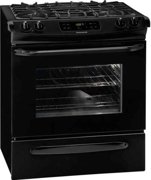 Frigidaire FFGS3025LB Slide-In Gas Range, Membrane Interface, Low and High Broil, Integrated with Bake Preheat, 15000 BTU Front Right Burner, 9,500 BTU Front Left Burner, 5,000 BTU Rear Right Burner, 9,500 BTU Rear Left Burner, 4.2 cu. ft. Capacity, 18,000 BTU Baking Element, Even Cooking Baking System, 11,500 BTU Broil Element, 2, 3 Hours - Scroll thru Self-Clean, 12 hrs. Timed Shut-off, Black Color (FFGS3025LB FFGS-3025LB FFGS 3025LB FFGS3025-LB FFGS3025 LB)