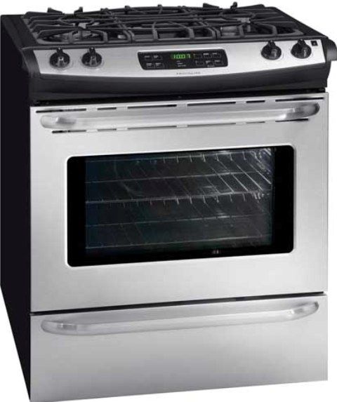 Frigidaire FFGS3025LS Slide-In Gas Range, Membrane Interface, Low and High Broil, Integrated with Bake Preheat, 15000 BTU Front Right Burner, 9,500 BTU Front Left Burner, 5,000 BTU Rear Right Burner, 9,500 BTU Rear Left Burner, 4.2 cu. ft. Capacity, 18,000 BTU Baking Element, Even Cooking Baking System, 11,500 BTU Broil Element, 2, 3 Hours - Scroll thru Self-Clean, 12 hrs. Timed Shut-off, Stainless Steel Color (FFGS3025LS FFGS-3025LS FFGS 3025LS FFGS3025-LS FFGS3025 LS)