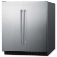 Summit FFRF3070BSS Side-by-Side Compact Refrigerator 30" And Freezer with 5.4 cu. ft. Capacity LED Lighting Frost Free Operation High Temperature And Open Door; All-in-one design; Separate refrigerator and freezer sections with single compressor operation; Stainless steel doors; French swing doors feature wrapped stainless steel for an attractive look with lasting durability; Pro style handles; UPC 761101054162 (SUMMITFFRF3070BSS SUMMIT FFRF3070BSS SUMMIT-FFRF3070BSS) 
