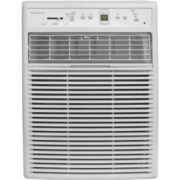 Frigidaire FFRS0822S1 8000 BTU Room Air Conditioner with 263 CFM and 3 Fan Speeds; Effortless Temperature Control; Programmable 24-Hour On/Off Timer; Energy Saver Mode; Multi-Speed Fan; Type: Room Air Conditioner; Installation: Window; Window Type: Slider/Casement; Window Mounting Kit (Included): Pleated Quick Mount; Heat: No; Refrigerant: R410a; BTU: 8000; Dehumidification (Pints/Hour): 3.0; Cool Area (Sq. Ft.): 350; Energy Efficiency Ratio: 10.8; UPC 012505280603 (FFRS0822S1 FFRS0822S1)