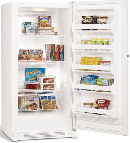 Frigidaire FFU14F5HW Frost Free 13.7 Cu. Ft. Small Upright Freezer, White, Automatic Door Closer, Color-Coordinated Handle, Easy Set Control, Enhanced Directional Airflow Port, Enhanced Interior Lighting, Lock with Pop-Out Key, Power On Light, 2 Adjustable Leg Levelers (FFU-14F5HW FFU 14F5HW FFU14F5H FFU14F5)