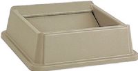 Rubbermaid FG266400BEIG model 2664 Untouchable Square Swing Top Lid for 3958 and 3959 Waste Containers; Beige; Injection Molded High Impact Polystyrene; Hygienic tops for attractive, hands-free waste disposal; Drop and swing lid designs provide easy access for refuse disposal and then quickly return to hide refuse from public view; UPC 086876016819 (FG-266400BEIG FG 266400BEIG FG266400-BEIG FG266400 BEIG)   