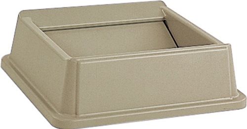 Rubbermaid FG266400BEIG model 2664 Untouchable Square Swing Top Lid for 3958 and 3959 Waste Containers; Beige; Injection Molded High Impact Polystyrene; Hygienic tops for attractive, hands-free waste disposal; Drop and swing lid designs provide easy access for refuse disposal and then quickly return to hide refuse from public view; UPC 086876016819 (FG-266400BEIG FG 266400BEIG FG266400-BEIG FG266400 BEIG)  
