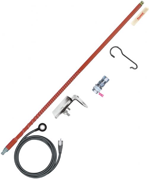 Firestik Model FG3648-R 3 Foot No Ground Plane CB Single Mirror Mount Antenna Kit in Red; Designed for Fiberglass Vehicles, Motorcycles, ATV's; Complete with Tuenable Tip Antenna; Mount, and 17' Of Matched NGP Cable; UPC 716414310788 (3 FOOT CB SINGLE MIRROR MOUNT ANTENNA KIT RED FIRESTIK-FG3648-R FIRESTIK FG3648-R FIRESTIKFG3648R)