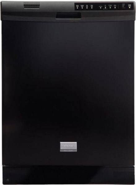Frigidaire FGBD2431KB Gallery Series Full Console Dishwasher with 14-Place Settings, 4 Wash Cycles, Low-Rinse Aid Indicator, 5 Wash Levels, Slimline Control Panel with Digital Display, Tall Tub Design, White Interior, 2 Cup Shelves, Stemware Holders, Delay Start - 2-4-6 Hours, Hi-Temp Wash Option, Heat / No Heat Dry, Removable Stainless Steel Filter, Stainless Steel Food Disposer, Black Color (FGBD-2431KB FGBD 2431KB FGBD2431-KB FGBD2431 KB)