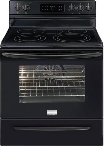 Frigidaire FGEF3032KB Gallery Series Freestanding Smoothtop Electric Range with 5 Radiant Elements Including Warming Zone, Upswept Black Smoothtop Surface Type, 12