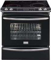 Frigidaire FGES3075KB Gallery Premier Series 30" Slide-in Smoothtop Electric Range, 4.2 Cu. Ft. Oven Capacity, 1.6 Cu. Ft. Drawer Capacity, 4,000 Watts Broil, 100 Watts Keep Warm Zone, 9" to 12" - 1,700W / 2,700W SpaceWise Expandable Element, 6" to 9" - 1,600W / 3,000W SpaceWise Expandable Element, Single Phase 3- Or 4-Wire Cable Electrical Requirements, 120/240 Or 120/208 Volt, 60 Hertz, Black Color (FGES 3075KB FGES-3075KB FGES3075-KB FGES3075 KB) 
