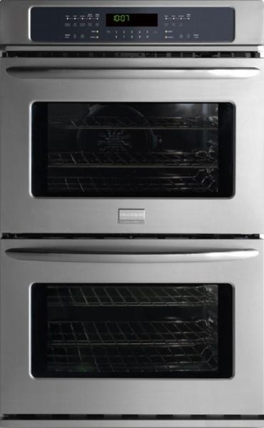 Frigidaire FGET3045KF Gallery Series Double Electric Wall Oven, 4.2 cu. ft. Upper Oven Capacity, Extra Large Upper Oven Window, 1 Upper Oven Light(s), 4.2 cu. ft. Upper Oven Capacity, Hidden Bake Cover Upper Oven Hidden Bake Element, Even Baking Technology Upper Oven Baking System, 8 Pass 3400W / Convection Element 350W Upper Oven Bake Element, Effortless Convection Upper Oven Convection Conversion, Stainless Steel Color (FGET 3045KF FGET-3045KF FGET3045 KF FGET3045-KF)