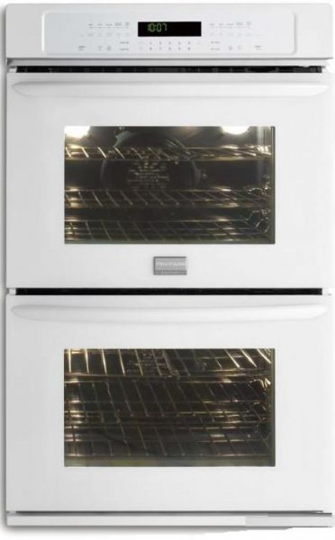 Frigidaire FGET3065KW Gallery Series Double Electric Wall Oven, 4.2 cu. ft. Upper Oven Capacity, 8 Pass 4000w Upper Oven Broil Element, Vari-Broil Upper Oven Broiling System, 2 Lower Oven Light, 8 Pass 4000w Lower Oven Broil Element, Even Baking Technology Upper Oven Baking System, Radiant 2200w / Convection Element 350w Upper Oven Bake Element, 39/34 Amps, 40 Amps Minimum Circuit Required, White Color (FGET-3065KW FGET 3065KW FGET3065-KW FGET3065 KW)