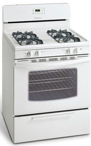 Frigidaire FGF337GS Free-Standing Sealed Burner Gas Range with Manual Clean Oven, White, 4.1 Cu. Ft. Manual-Clean Oven, SmoothTouch, Backguard Design, Color-Coordinated Glass Oven Door, Extra-Large, Clear Glass Visualite Window (FGF-337GS FGF337-GS FGF337G FGF337)