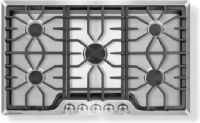 Frigidaire FGGC3645QS Gallery 36'' Gas Cooktop, Angled Front Controls, Continuous corner-to-corner grates, Dishwasher-safe cast iron grates, SpillSafe Cooktop, Seamless Recessed Burners, Low Simmer Burner, Right Rear Gas Supply Connection Location, Front Control Location, 3 Continuous Grates, Included LP Conversion Kit, UPC 057112991610 (FGGC3645QS FRIGIDAIRE-FGGC3645QS FRIGIDAIRE FGGC3645QS) 