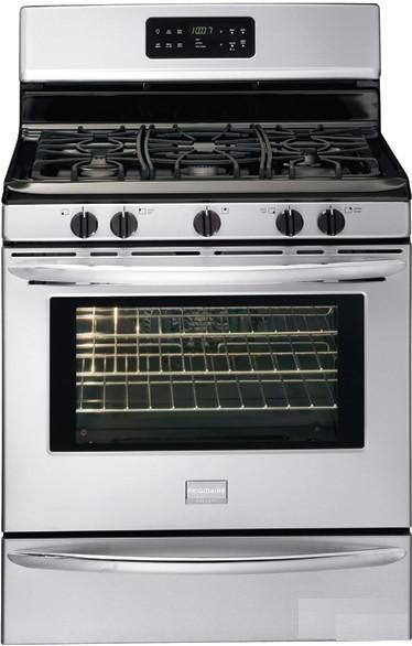Frigidaire FGGF3042KF Gallery Series Freestanding Gas Range with 5 Sealed Burners, 17,000 BTU Front Right Burner, 9,500 BTU Front Left Burner, 5,000 BTU Rear Right Burner, 14,000 BTU Rear Left Burner, 9,500 BTU Center Oval Burner, 5.0 Cu. Ft. Capacity, 18,000 BTU Bake Element, Even Baking Technology System, 13,500 BTU Broil Element, Standard Light Type, Storage Lower Drawer Controls and Drawer Functionality (FGGF-3042KF FGGF 3042KF FGGF3042-KF FGGF3042 KF)