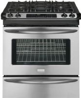 Frigidaire FGGS3045KF Gallery Series 30" Slide-in Gas Range with 4 Sealed Burners, 4.2 Cu. Ft. Oven Capacity, 11,500 BTU Broil, True Convection, Convection Conversion, Power and Quick Clean Options, Quick Boil, Even Baking Technology, Low-Simmer Burner, Quick Preheat, Storage Drawer, One-Touch Options, Keep Warm, Chicken Nuggets, Express-Select Controls, Extra-Large Window, Stainless Steel Color (FGGS 3045KF FGGS-3045KF FGGS3045 KF FGGS3045-KF) 