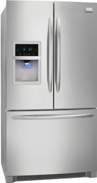 Frigidaire FGHF2344MF Gallery Series Counter-Depth French Door Refrigerator with 4 SpillSafe Glass Shelves, 22.6 Cu. Ft. Total Capacity, 15.7 Cu. Ft. Refrigerator Capacity, 6.9 Cu. Ft. Freezer Capacity, Soft-Arc Doors Door Design, Hidden Door Hinge Covers, Adjustable Rollers - Front, Top-Right Fresh Food Section Water Filter Location, Express-Select Controls, Tall, Single-Paddle Dispenser Design, Stainless Steel Finish (FGHF2344MF FGHF-2344MF FGHF 2344MF FGHF2344 MF FGHF2344-MF)