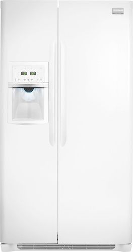 Frigidaire FGHS2368LP Gallery Series 22.6 Cu. Ft. Side-by-Side Refrigerator, Pearl White, 11 Dispenser Buttons, Dual-Level Lighting, 15.9 Shelf Area, 2 Humidity Controls, SpaceWise Organization System, Best in Class Ice & Water Filtration, Quick Ice, Quick Freeze, PureAir Ultra Filters, SpillSafe Shelves, UPC 012505698750 (FGH-S2368LP FGHS-2368LP FGHS2368L FGHS2368)