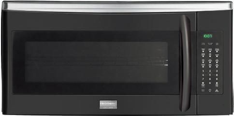Frigidaire FGMV185KB Gallery Series Over-the-Range Microwave Oven with 350 CFM Venting System, 1.8 Cu. Ft. Capacity, 9 Auto Cook Options, 7 User Preference Options, 1,000 Watts Cooking Power, 120V / 60Hz / 15 Amps Voltage Rating, 1.65 kW Connected Load at 120V, 14.3 Amps Amps at 120V, Hi / Low 2-Level Light, Effortless Sensor Cooking, Side Controls, Keep Warm, Auto-Start Heat Sensor, 14