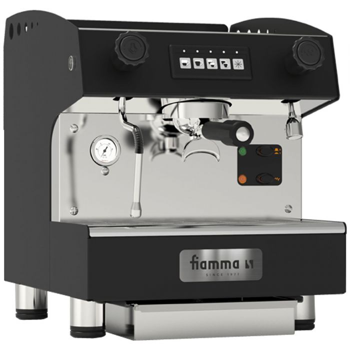 Fiamma MARINA CV DI-R Marina Espresso Machine, Red Finish; Single coffee group; Volumetric keypad 4 cup settings; Single and double 57 mm Portafilter; Stainless steel coffee baskets and backflush filter; Swivel steam wand; Hot water on demand; Mounted pressure gauge; Vibration pump; Removable stainless drain tray; Stainless and painted metal body; UPC: 725182900947 (FIAMMAMARINACVDIR FIAMMA MARINA CV DI-R ESPRESSO CAPPUCCINO MACHINE)