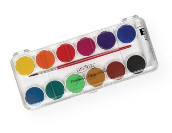 Finetec FW6012 Opaque Watercolor Paint 12-Color Set With Plastic Lid; Imported from Germany, these watercolors are made from high quality artists pigments; Packaged in a durable metal and plastic box, with replaceable pans; Non-toxic; Colors vary; Shipping Weight 0.4 lb; Shipping Dimensions 9.00 x 3.8 x 0.6 in; EAN 4260111936803 (FINETECFW6012 FINETEC-FW6012 WATERCOLOR)