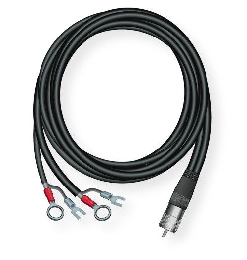 Firestik Model K9 Dual Lead 18' RG58A/U Coaxial Cable with Lug Fittings and PL259 Connector; 18 foot coaxial cable; Ready to connect to Firestik mounts; Requires lug connections; PL259 end connects to a radio; UPC 716414200256 (K9 DUAL LEAD 18' RG58A/U COAX CABLE LUG FITTINGS PL259 CONNECTOR FIRESTIK-K9 FIRESTIK K9 FIREK9)